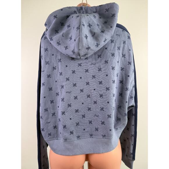 Victoria's Secret PINK Long Sleeve Fleece Blue Hoodie Crop Sweatshirt  Size XXL - Picture 5 of 8